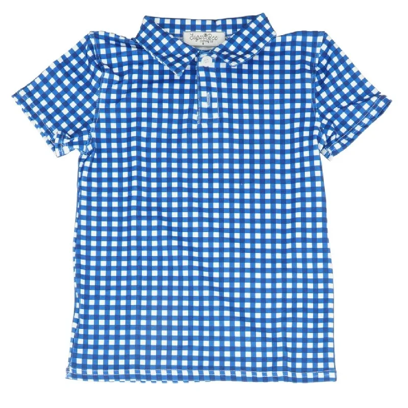 Blue Check Short Sleeve Polo