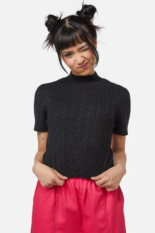 Cable Knit Mock Neck Top