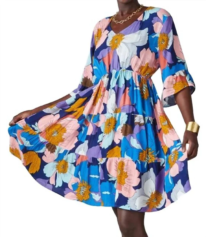 Biba Floral Print Swing Dress In Multicolor