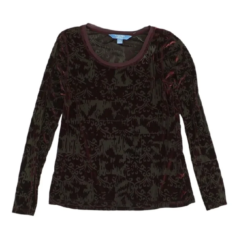 Maroon Damask Long Sleeve Blouse