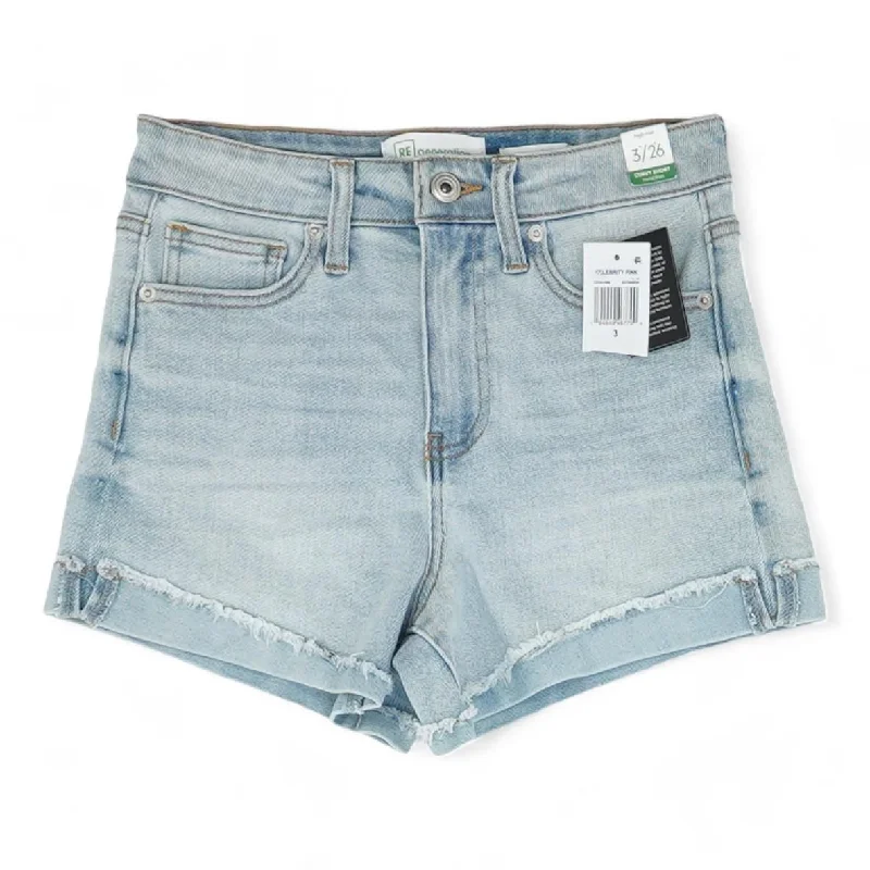 Blue Solid Denim Shorts