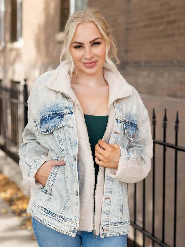 Mystree Denim Mixed Sherpa Jacket