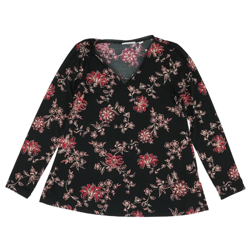 Black Floral Long Sleeve Blouse