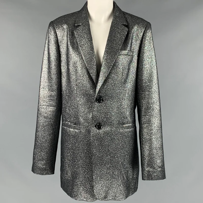 JOIE Size M Silver Polyester Blend Metallic Jacket