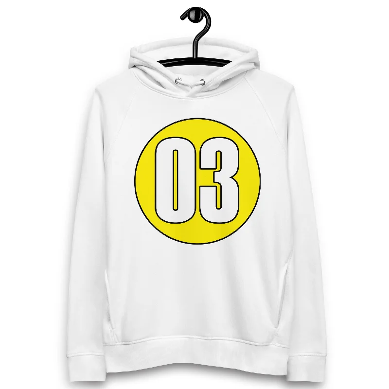 Unisex pullover hoodie: White on Yellow 03