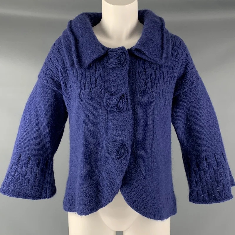 MARC JACOBS Size S Blue Lambswool Angora Textured Jacket