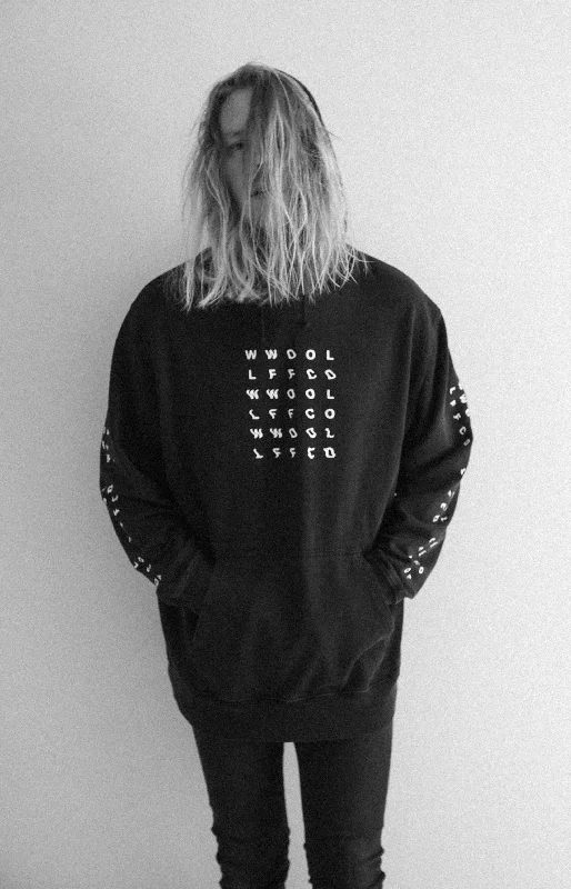 WWOOLLFF Grids Garment Dyed Hoodie Black