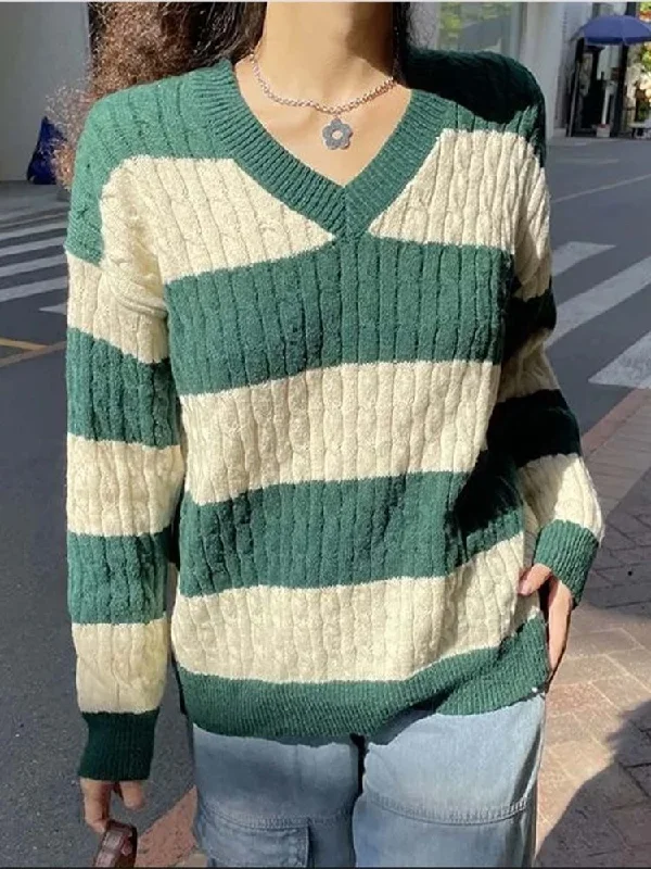 Preppy Style Academia Fashion Striped Sweater