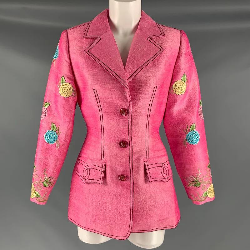 MAX NUGUS Size M Pink Multi-Color Embroidered Jacket