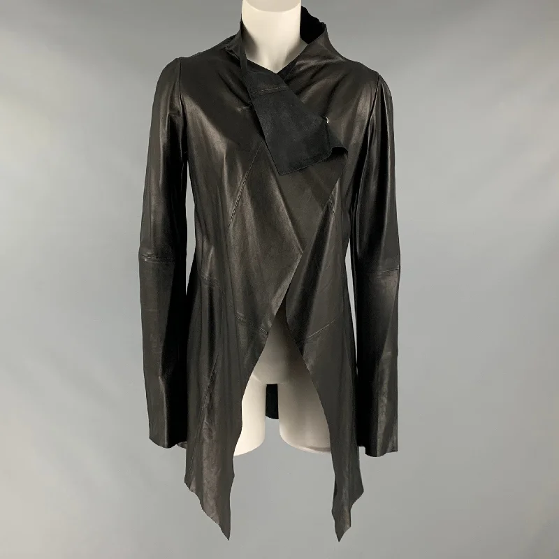 PEACHOO+KREJBERG Size M Black Leather Lamb Skin Jacket