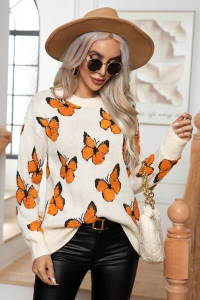 Long Sleeve Butterfly Sweater