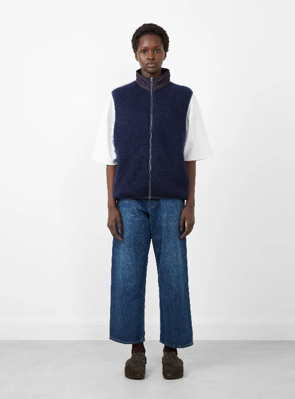 Zip-Up Mohair Vest Navy