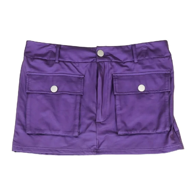 Purple Solid Mini Skirt