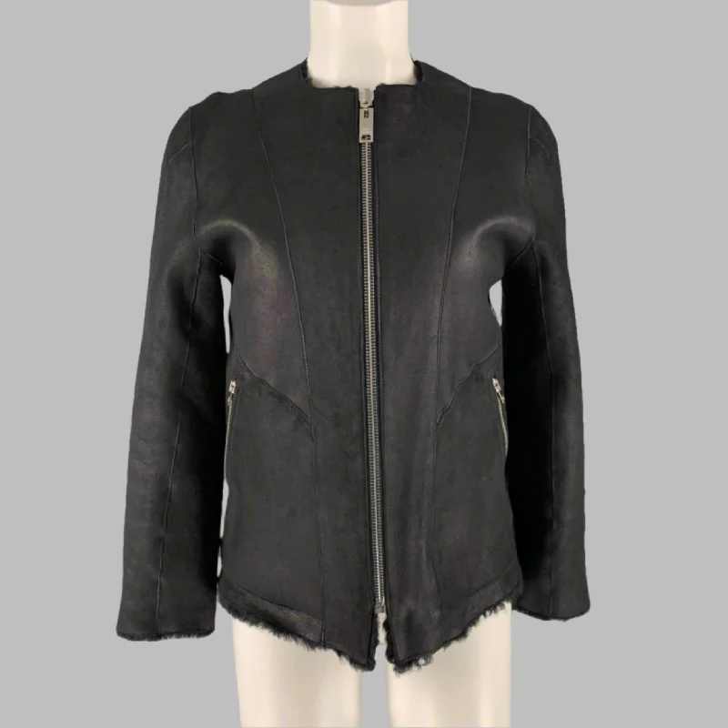 ISABEL MARANT Size 6 Black Leather Shearling Reversible Jacket