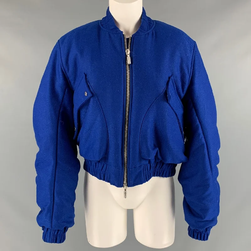 RHUDE Size S Blue Wool  Polyester Ruched Bomber Jacket