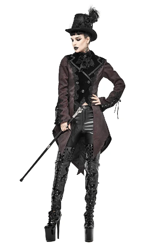 Gorgeous Jacquard Swallow-tailed Coat / Gothic Style Asymmetrical Hem Coat