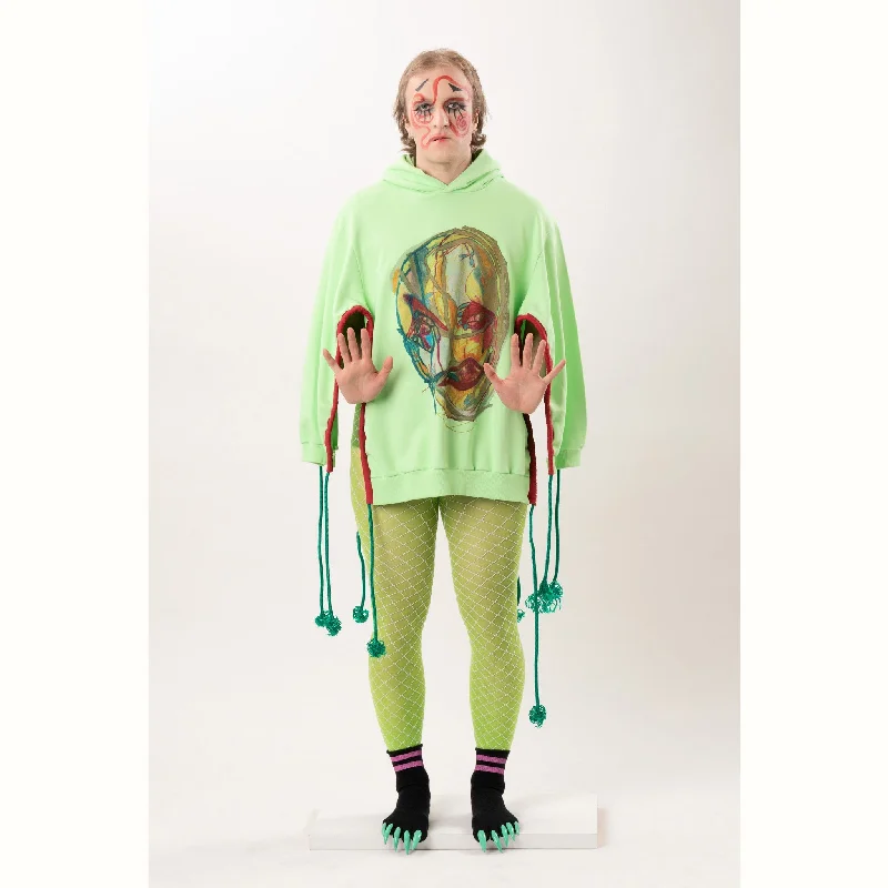 Voyeur Rope-Cape-Hoodie Green