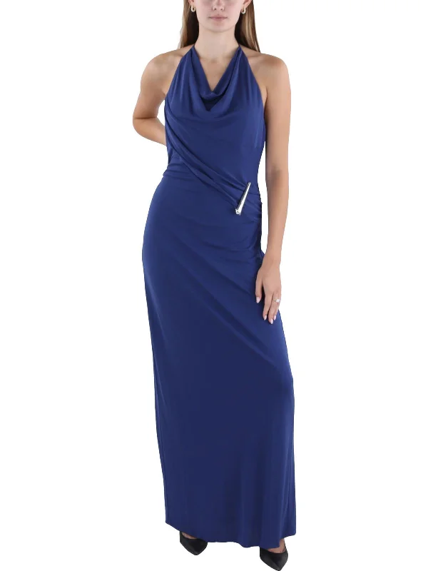 Christina Womens Halter Long Evening Dress