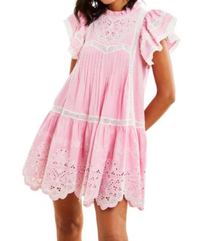 Flutter Sleeve Imani Mini Dress In Pink Nectar