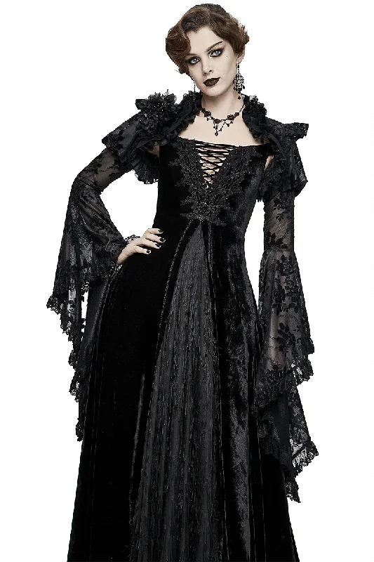 Gothic Ruffled Lace Ladies Bolero / Floral Lace Flare Sleeved Capes / Sexy Female Clothing