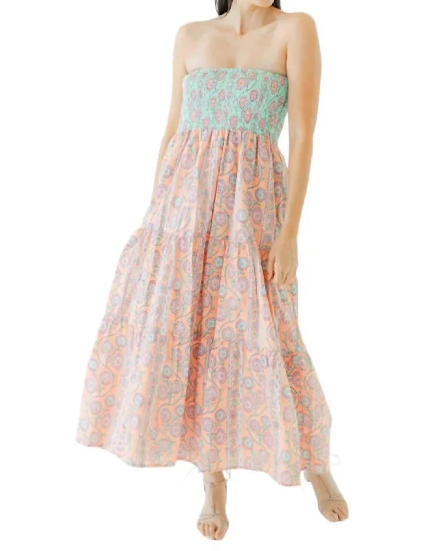 Santa Fe Midi Dress In Peach Blossom