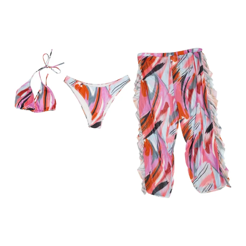 Pink Striped Three-Piece Swim Set