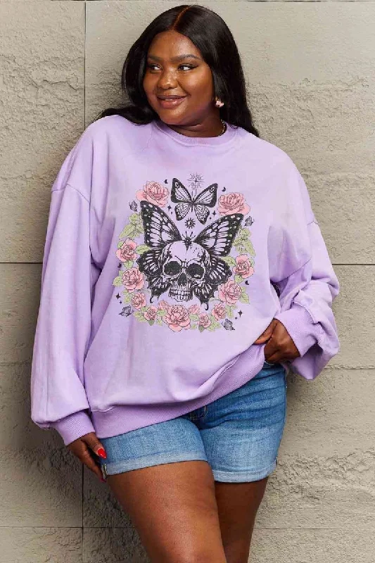 Skull Butterfly Graphic Academia Sweatshirt