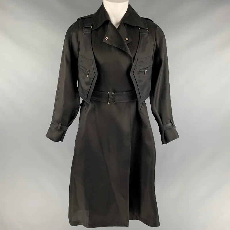 MAX MARA Size 8 Black Acetate Blend Coat