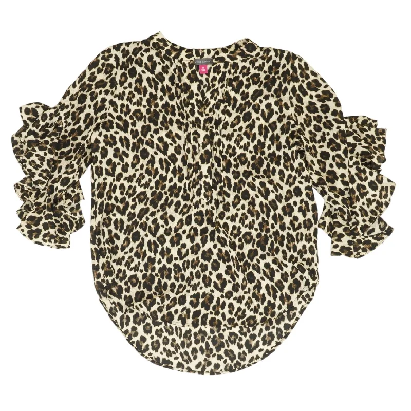 Beige Animal Print 3/4 Sleeve Blouse