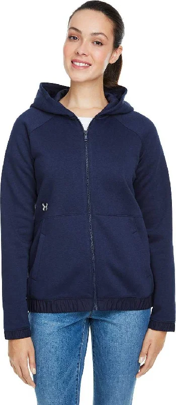 Under Armour 1351229 Ladies' Hustle Full-Zip Hooded Sweatshirt - Midnight Navy White